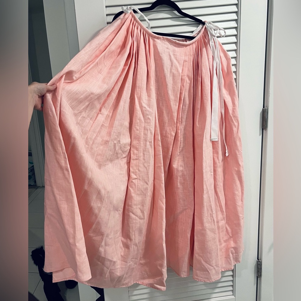 Pink Linen Marie Antoinette Rococo Petticoat Skirt with Adjustable Sizing - Picture 6 of 9